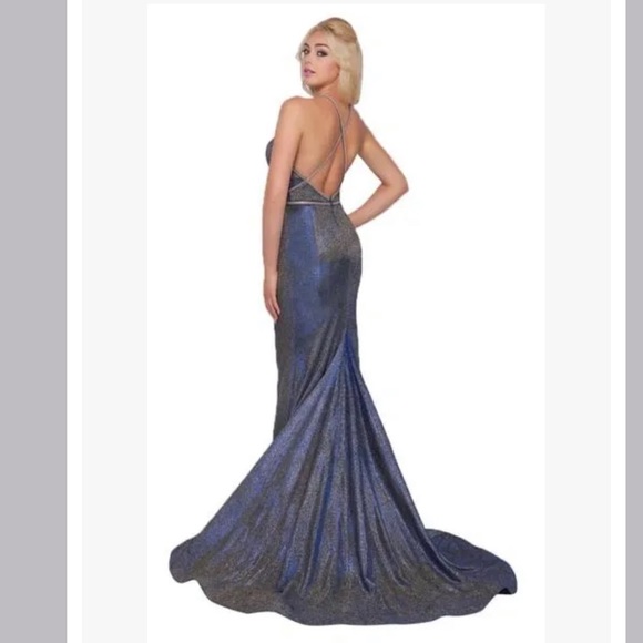 Mac Duggal mermaid gown ball gown prom homecoming formal maxi 4 iridescent - Picture 2 of 14